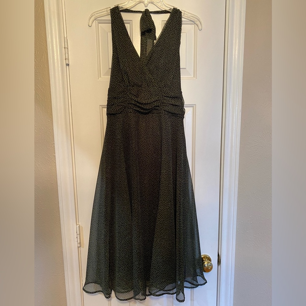 Black with green dots halter dress